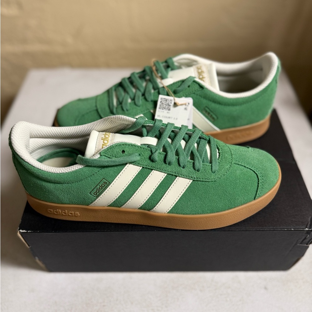 Adidas VL Court 2.0 Suede Green Gum Sole Mens Size 8